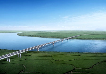 Xây dựng cây cầu “biểu tượng” nối liền 2 tỉnh Hưng Yên và Hà Nam - 2
Cầu Hưng Hà trên mô phỏng 3D