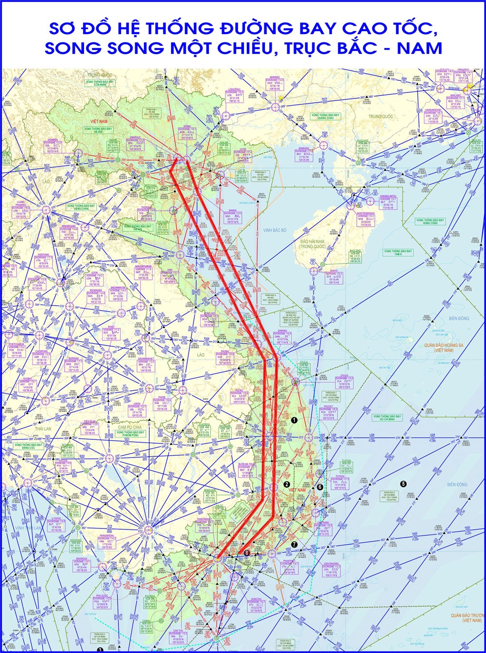 Việt Nam lần đầu tiên có “đường cao tốc” trên không - 2 Sơ đồ đường bay cao tốc đầu tiên tại Việt Nam, song song 2 chiều Bắc - Nam