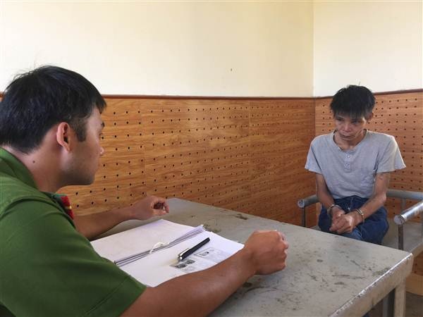 Đối tượng Hoàng Văn Lâm tại cơ quan điều tra.