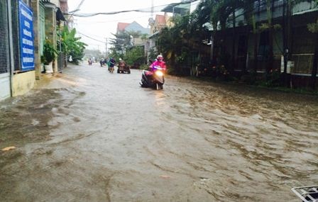 Mưa lớn kéo dài, phố ngập lênh láng - 4 
Nhiều phương tiện lưu thông bị chết máy