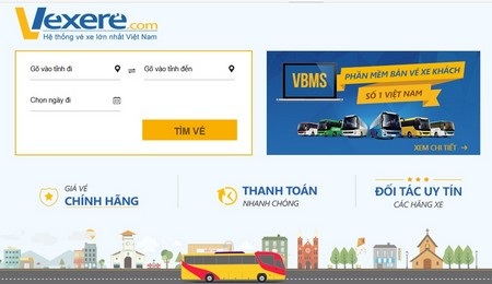 Giải bài toán mua vé xe khách với hệ thống đặt vé xe trực tuyến - 1 Giao diện trang web vexere.com
