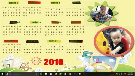 Tự tạo bộ lịch 2016 đẹp mắt từ hình ảnh của chính bạn - 10 Sử dụng tờ lịch tự thiết kế làm hình nền cho desktop
