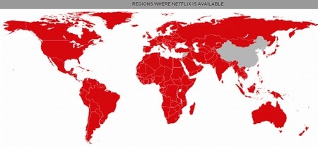 Dịch vụ xem truyền hình trực tuyến Netflix chính thức có mặt tại Việt Nam - 2 Bản đồ cho thấy phạm vi phủ sóng của Netflix trên toàn cầu