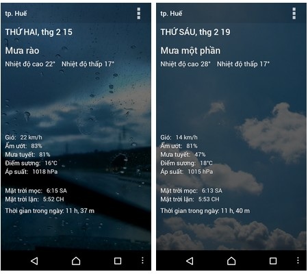 Ứng dụng dự báo thời tiết với giao diện tuyệt đẹp dành cho Android - 3 Ứng dụng dự báo thời tiết với giao diện tuyệt đẹp dành cho Android - 3
