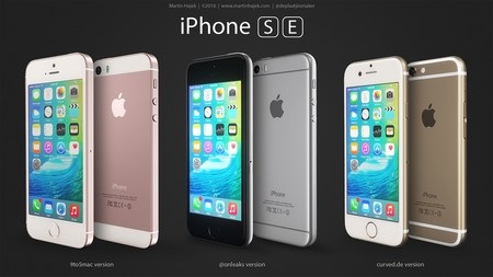 Thiết kế hoàn chỉnh iPhone cỡ nhỏ thế hệ mới sắp ra mắt của Apple - 1 Ý tưởng thiết kế iPhone SE dựa vào 3 nguồn tin, theo trang công nghệ 9to5Mac (trái), tài khoản Twitter OnLeaks (giữa) và trang công nghệ Curved.de
