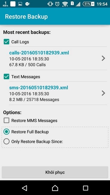 Sao lưu và phục hồi lịch sử cuộc gọi, toàn bộ tin nhắn trên smartphone - 4 Sao lưu và phục hồi lịch sử cuộc gọi, toàn bộ tin nhắn trên smartphone - 4