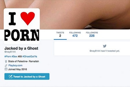 Hacker âm thầm chống lại IS bằng... nội dung khiêu dâm - 1 Một tài khoản Twitter của thành viên IS bị WauchulaGhost chiếm đoạt và thay đổi hình ảnh để châm biếm