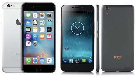 Bí mật bất ngờ đằng sau công ty đang gây khó cho Apple tại Trung Quốc - 1 Hình ảnh chiếc điện thoại 100C của Shenzhen Baili (phải) và iPhone 6 của Apple (trái) mà theo Văn phòng sở hữu trí tuệ Bắc Kinh là 2 sản phẩm quá khó để phân biệt