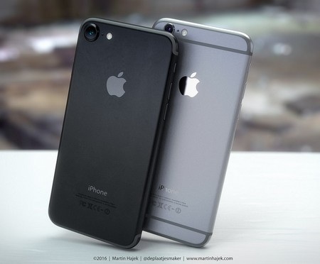 Tuyệt đẹp ý tưởng thiết kế iPhone 7 phiên bản màu đen - 1 iPhone 7 màu đen và iPhone 6S màu xám, với điểm khác biệt là sự biến mất của dải ăn-ten ở mặt sau iPhone 7