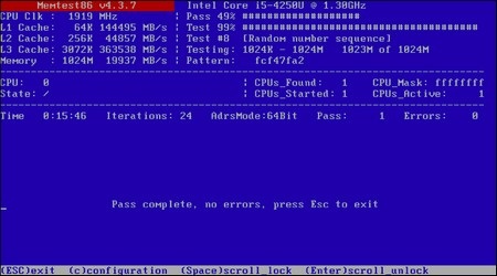 Tuyệt chiêu kiểm tra tình trạng bộ nhớ RAM trên máy tính chạy Windows - 8 Giao diện quét để kiểm tra lỗi bộ nhớ RAM của MemTest86