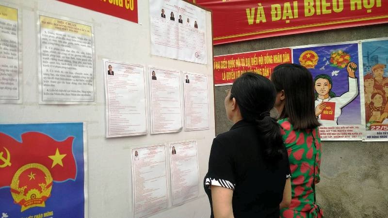 Nữ Bí thư Ninh Bình trúng cử với số phiếu cao nhất - 2 Cử tri thành phố Ninh Bình xem xét lý lịch các ứng viên đại biểu trước khi bỏ phiếu.