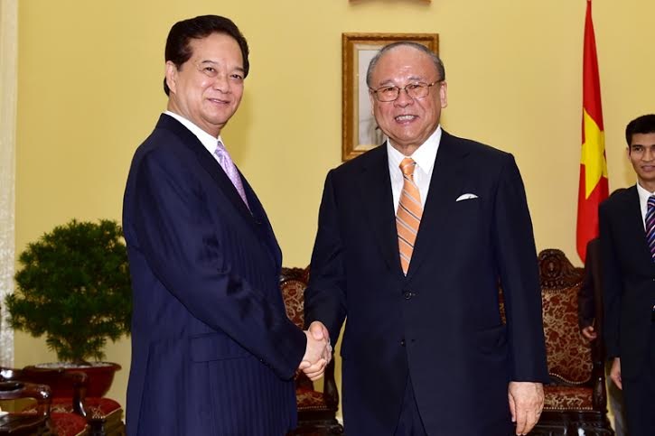 Thủ tướng chỉ đạo đẩy nhanh dự án Trường Đại học Việt-Nhật - 1 Thủ tướng Nguyễn Tấn Dũng tiếp ông Tsutomu Takebe, Cố vấn đặc biệt Liên minh nghị sĩ hữu nghị Nhật - Việt