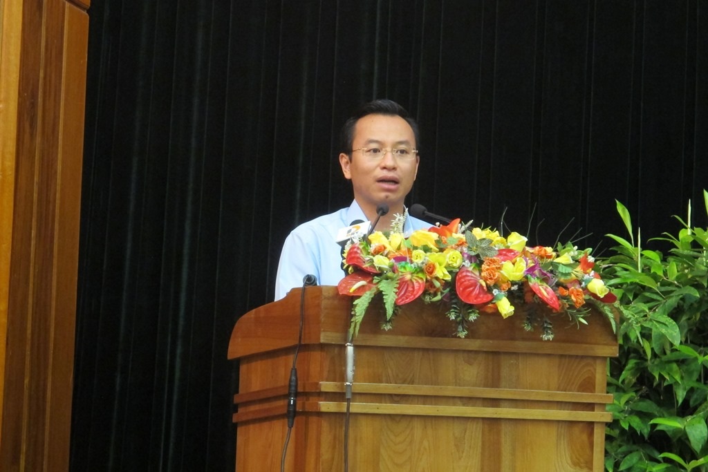 Bí thư Thành ủy Đà Nẵng Nguyễn Xuân Anh phát biểu tại hội nghị 