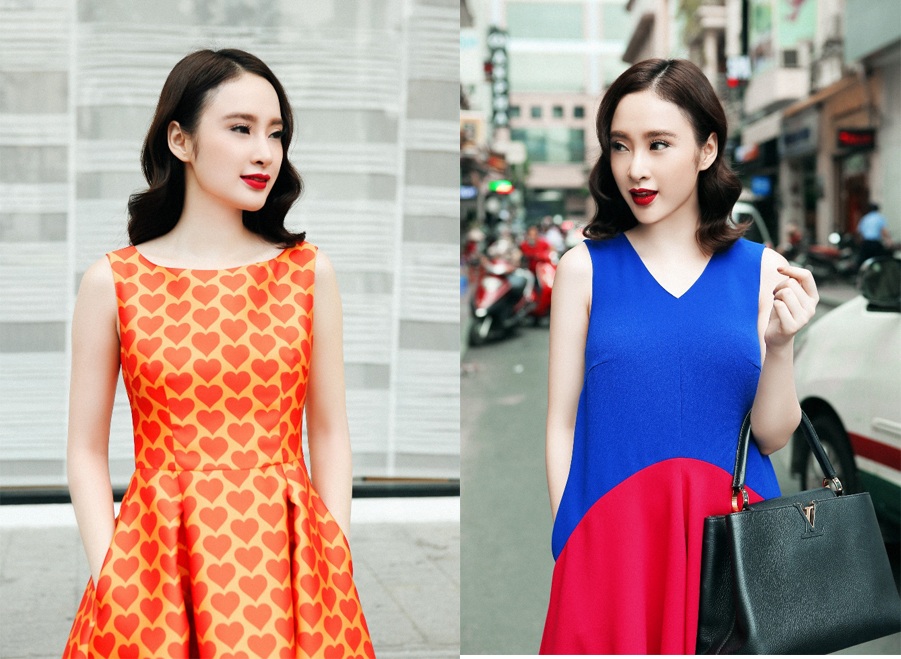 Angela Phương Trinh lung linh sắc màu dạo phố - 1 Mặc dù là những thiết kế dành cho mùa thời trang Thu - Đông nhưng nhà thiết kế họ Đỗ đã tạo nên sự phá cách khi ứng dụng những sắc màu nổi bật đặc trưng cho mùa mốt Xuân - Hè.