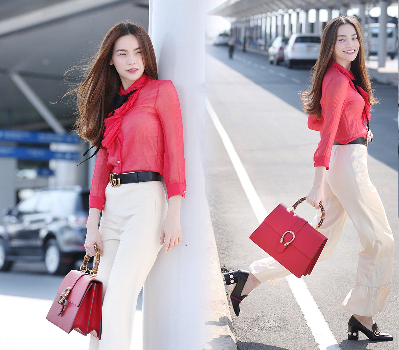 Top 10 sao Việt mặc đẹp trong tuần - 2 Hồ Ngọc Hà gây ấn tượng với phong cách thời trang trẻ trung, năng động với quần tây áo sơ mi nhưng vẫn thể hiện được nét đẹp quyến rũ.