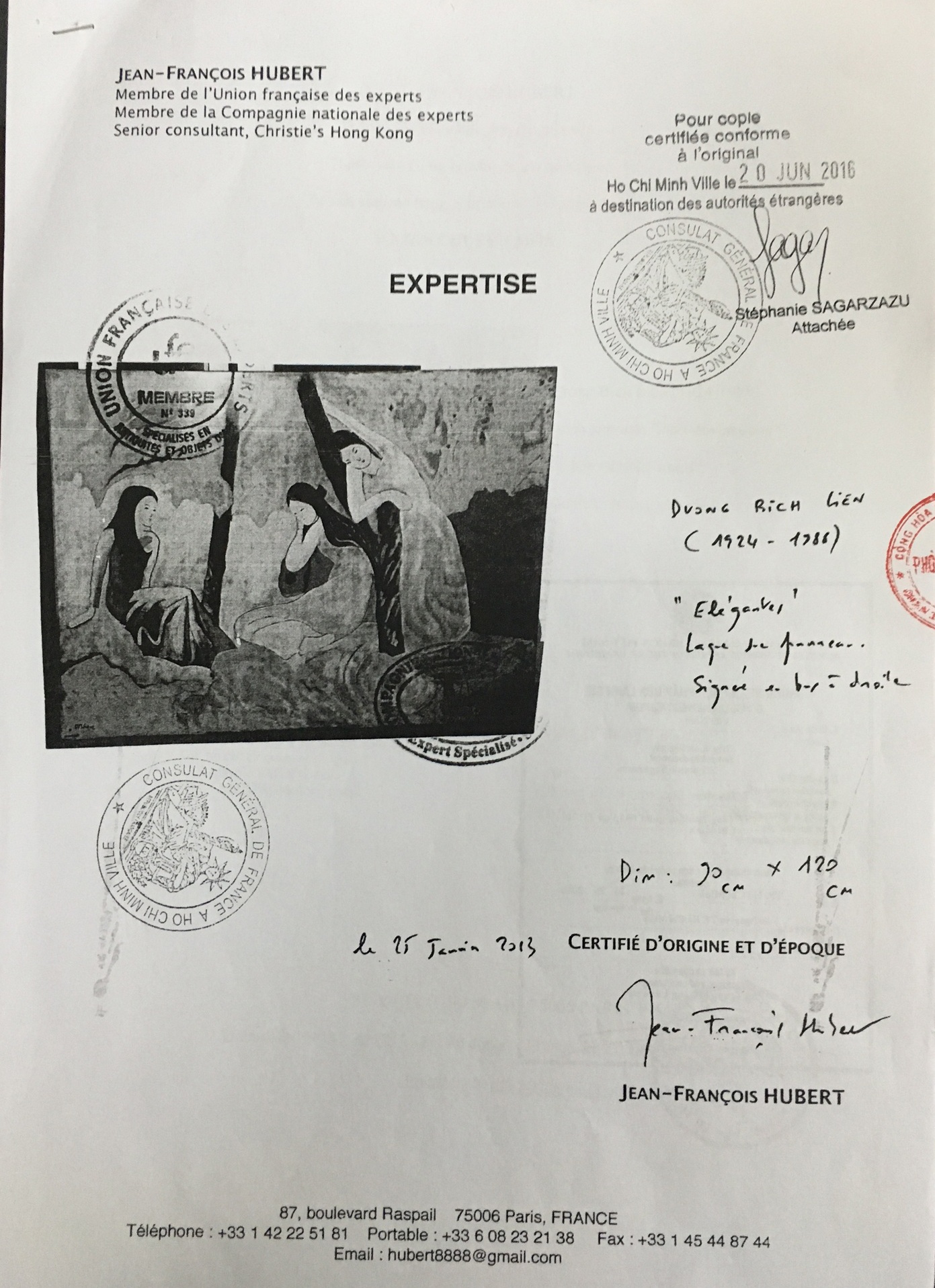 ...và giấy xác nhận của chuyên gia về giá trị thật của bức tranh này.
