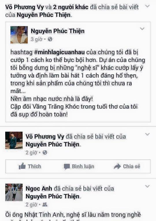 Nhạc sĩ Nguyễn Văn Chung lên tiếng khi OnlyC tố đạo ý tưởng - 1 Status bức xúc của OnlyC trên trang cá nhân