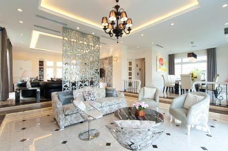 Khám phá kiến trúc và nghệ thuật bài trí của biệt thự 5 sao ven sông - 5 Phòng khách sang trọng tại Biệt thự Hoa Sữa, Vinhomes Riverside