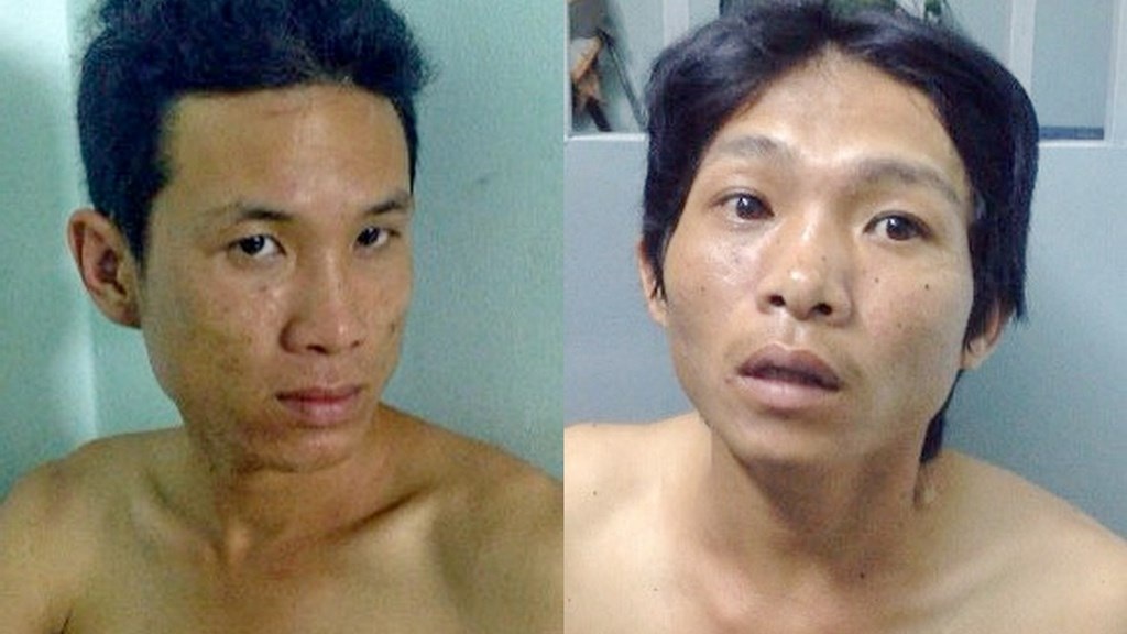 Hai đối tượng rảo quanh phố lồng đèn để cướp giật đêm Trung thu - 1 Phạm Duy Thuấn và Châu Văn Thái tại cơ quan công an
