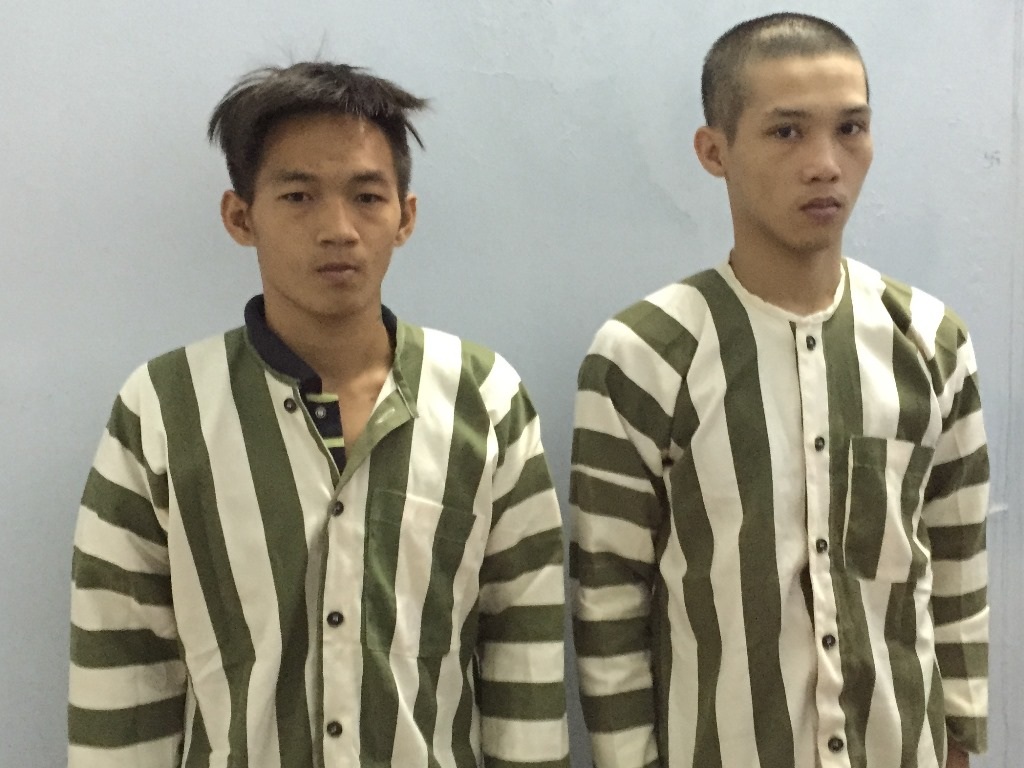 Trần Tấn Mạnh và Đặng Trịnh Hùng Hưng tại cơ quan công an