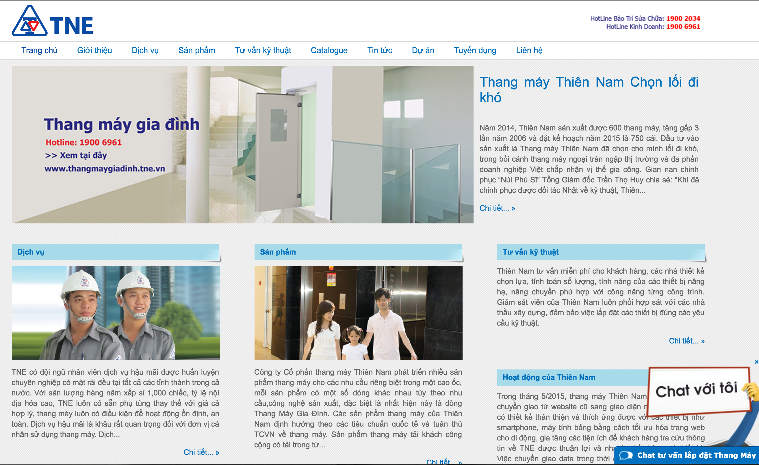 Mập mờ tên miền gây nhầm lẫn cho khách hàng - 1 Hình ảnh website chính thức của Công ty Cổ phần thang máy Thiên Nam