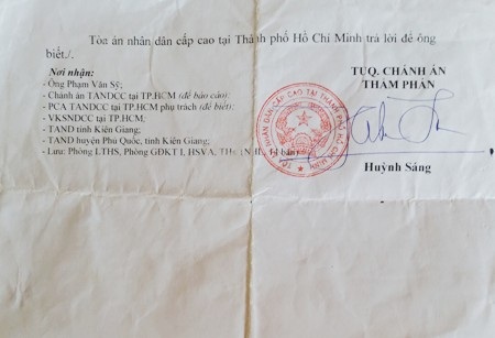 Vụ cố ý gây thương tích ở Kiên Giang: Còn nhiều tình tiết vẫn chưa được làm rõ! - 2 Thông báo của TAND Cấp cao tại TPHCM khẳng định, các bản án đúng pháp luật và không có căn cứ để kháng nghị theo thủ tục giám đốc thẩm.