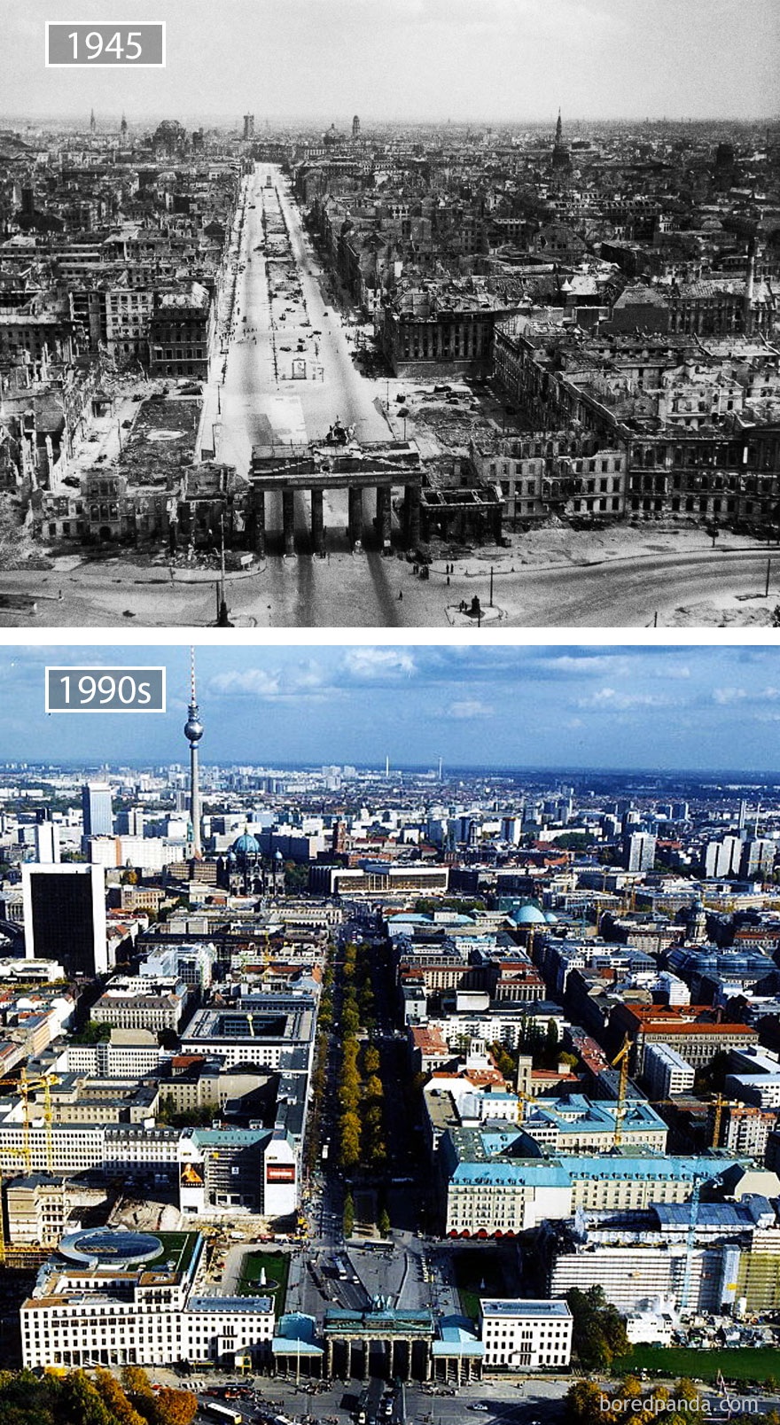 Ngược dòng thời gian xem những đô thị lớn thay đổi đến thế nào - 12 Thủ đô Berlin, Đức, năm 1945 và những năm 1990.