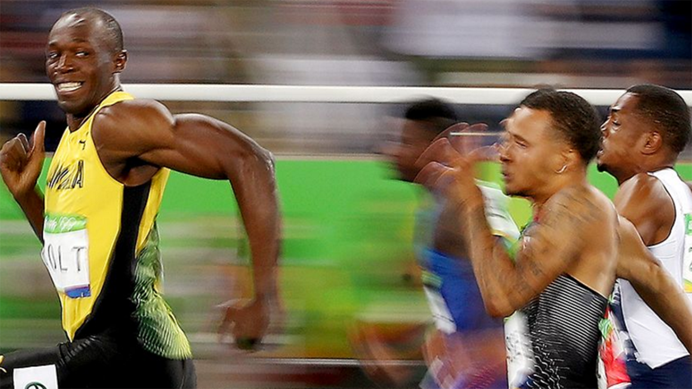 Những khoảnh khắc ấn tượng tại Olympic Rio 2016 - 7 Khoảnh khắc vừa chạy vừa nhìn đối thủ của Usain Bolt trên đường chạy cự ly ngắn