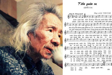 Đề nghị truy tặng Huân chương Hồ Chí Minh cho cố nhạc sĩ Văn Cao - 1 Tác phẩm Tiến quân ca của cố nhạc sĩ Văn Cao đã được chọn làm Quốc ca nước Cộng hòa xã hội chủ nghĩa Việt Nam.