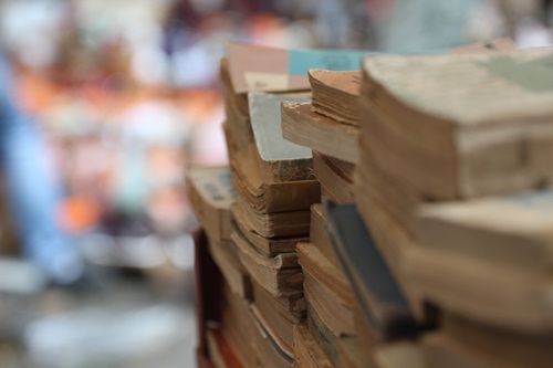 Không chỉ là các vật dụng cổ hay những linh vật xưa, tại phiên chợ đồ cổ năm nay còn bày bán khá nhiều các loại sách cũ.