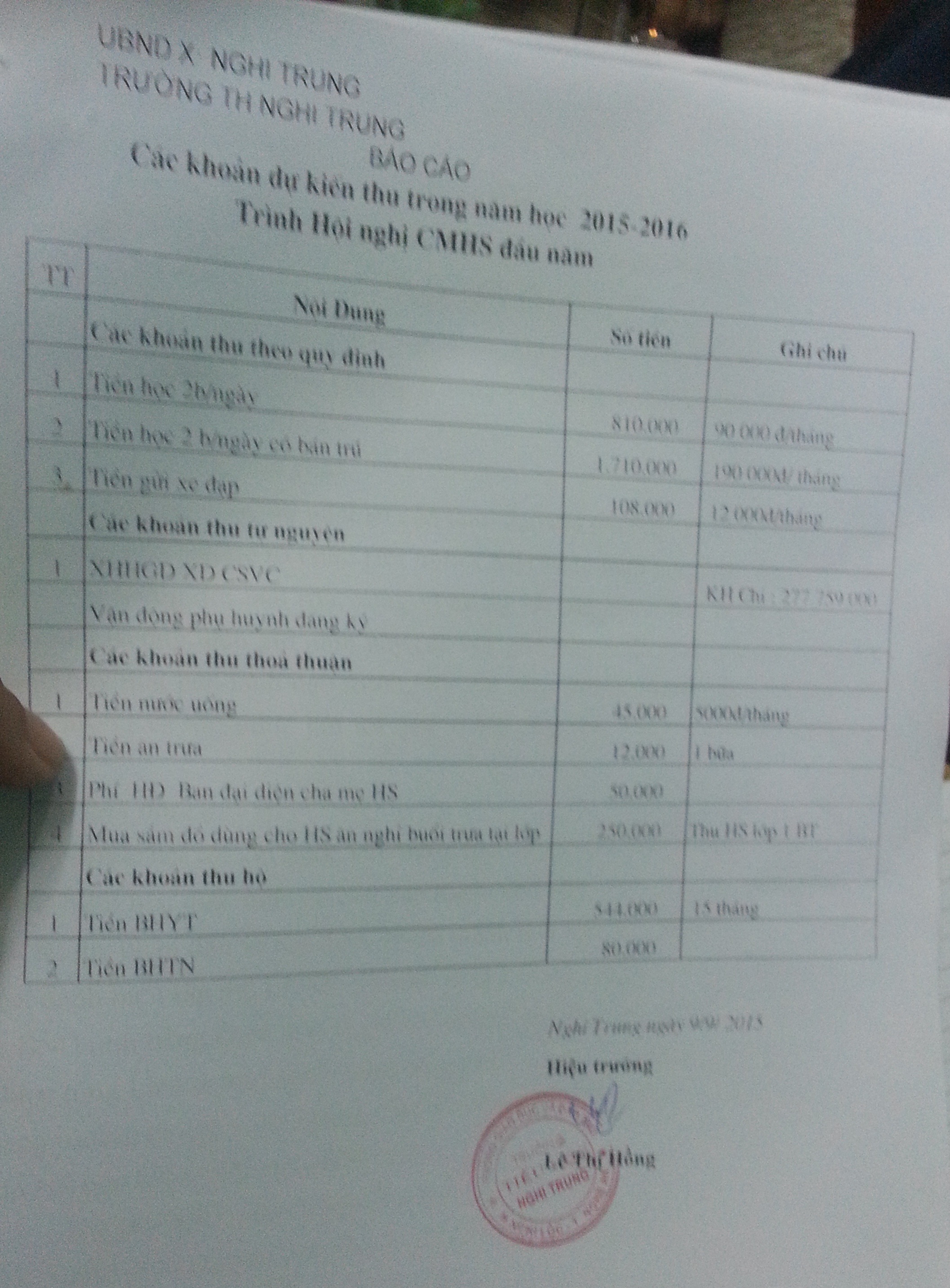Nhà trường giải thích về “22 khoản thu của học sinh lớp 1” - 3 Danh sách những khoản thu đầu năm của Trường tiểu học Nghi Trung đề ra hoàn toàn trái ngược với bản danh sách đã được một phụ huynh đăng tải trước đó.