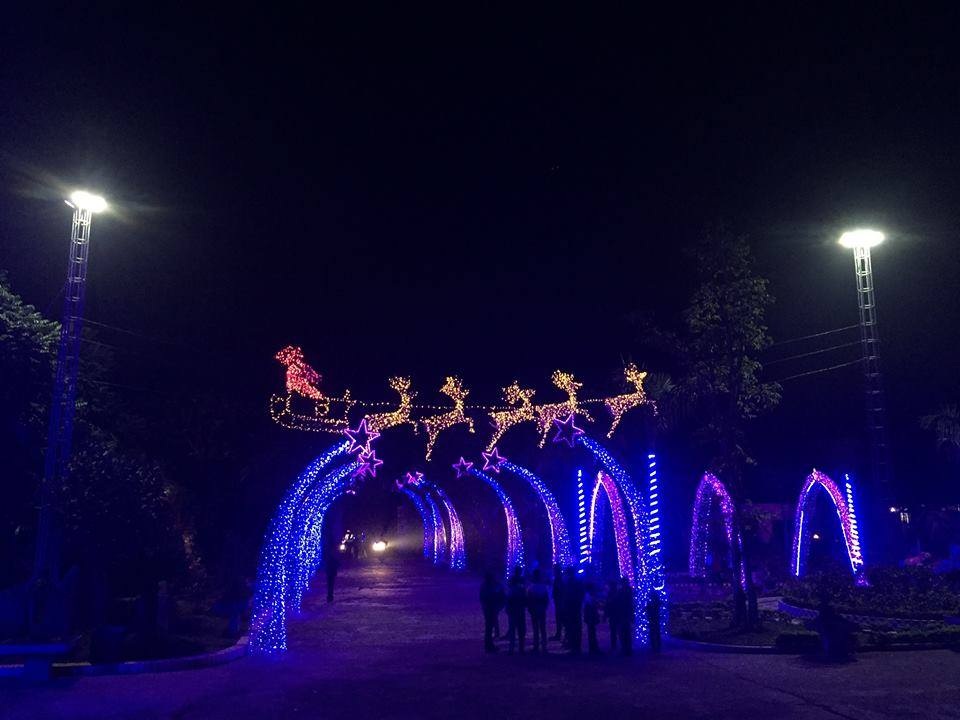 Không khí Giáng sinh tràn ngập khắp mọi miền - 12 Trang trí đèn ông sao, con tuần lộc tại giáo xứ Nghĩa Thành, huyện Nghĩa Đàn.