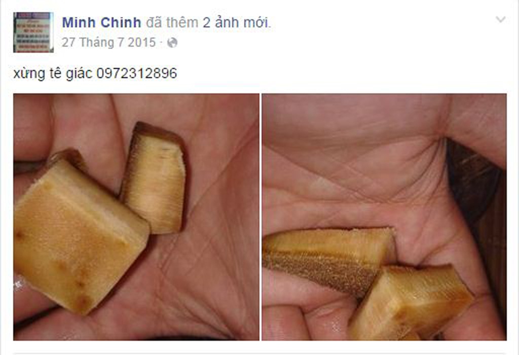 Ngang nhiên rao bán cao hổ, động vật quý hiếm trên Facebook - 7 Sừng tê giác.