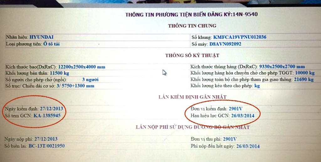 Nguyên nhân nào hình thành cung đường “chết” ở miền tây xứ Nghệ? - 17 Chiếc xe 14N-9540 dù đã hết hạn kiểm định từ ngày 26/3/2014. Nhưng đến thời điểm cuối tháng 1/2016 khi PV thực hiện phóng sự điều tra, thì chiếc xe này dù đã gần 2 năm nhưng vẫn chưa thực hiện đăng kiểm trở lại.