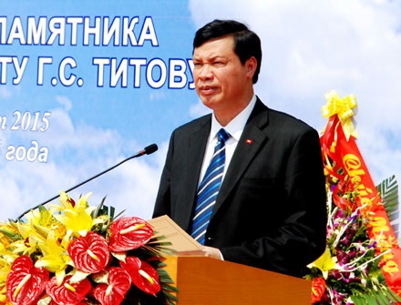 Khánh thành tượng đài anh hùng vũ trụ Ghéc-man Ti-Tốp trên Vịnh Hạ Long - 3 Ông Nguyễn Đức Long, Chủ tịch UBND tỉnh Quảng Ninh phát biểu tại buổi lễ.