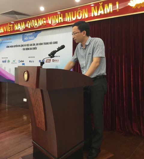 Ông Ngô Đức Thắng (Cục Pháp chế và Cải cách hành chính tư pháp - Bộ Công an) phát biểu tại hội thảo.