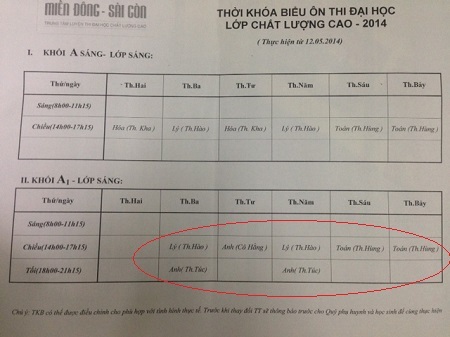 Trung tâm luyện thi chất lượng cao bị tố dạy sai cam kết - 3 Dù đại diện TT luyện thi MĐ SG cho biết không thể có chuyện lớp 18 điểm và lớp CLC học chung