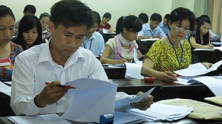 Hàng trăm thí sinh từ rớt thành đậu sau khi chấm phúc khảo - 1 Công tác chấm thi ĐH, CĐ năm 2014 tại một trường ĐH tại TPHCM