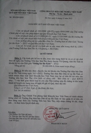 Hà Tĩnh: Báo Đầu tư, Quỹ Khuyến học Việt Nam hỗ trợ 50 triệu đồng cho trường Tiểu học Sơn Thọ - 1 Hà Tĩnh: Báo Đầu tư, Quỹ Khuyến học Việt Nam hỗ trợ 50 triệu đồng cho trường Tiểu học Sơn Thọ