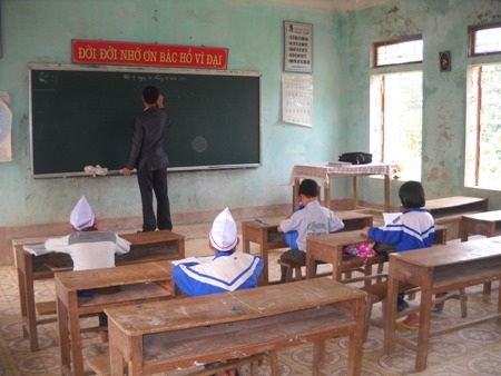 Lớp 4 của Trường Tiểu học Hương Quang, xã Hương Quang, huyện Vũ Quang chỉ có 4 em học sinh.