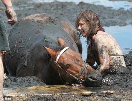 Horrified by the scene of a young mother risking her life to save her pet horse
