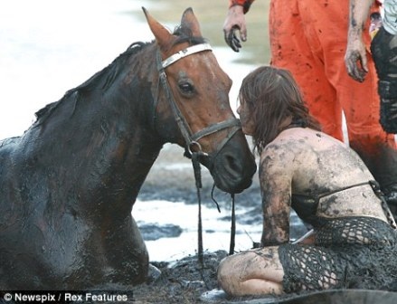 Horrified by the scene of a young mother risking her life to save her pet horse