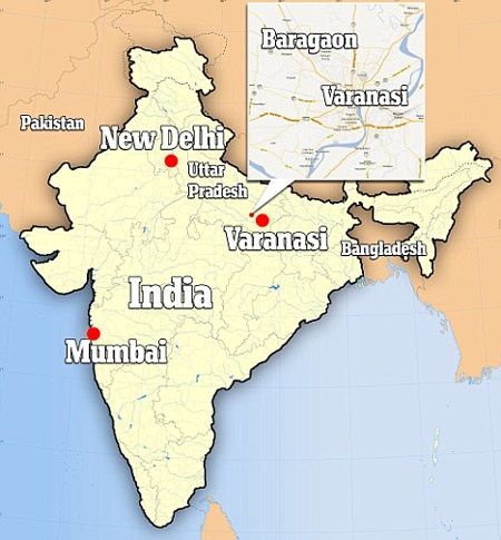 Đau khổ vì phát hiện vợ “cắm sừng”, trèo lên cây sống - 2 Vị trí ngôi làng Varasani quê hương của Sanjay