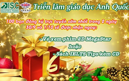 Đăng ký dự triển lãm nhận vé xem phim Megastar hoặc sách IELTS