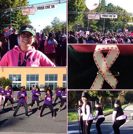 Học bổng Giao lưu Văn hóa Mỹ - 100% học phí - 3 bạn Lê Thy trong buổi ma-ra-tông ủng hộ breast cancer awareness
