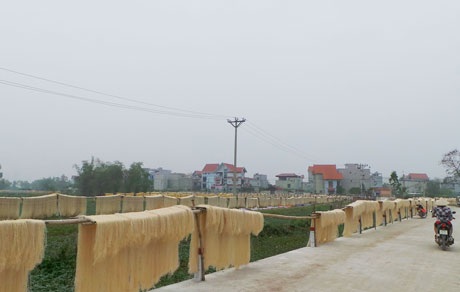 Làng cổ Cự Đà - Điểm du lịch, khám phá lí tưởng - 5 Miến được làm và phơi khắp làng, góp phần tô thêm vẻ đẹp của ngôi làng cổ