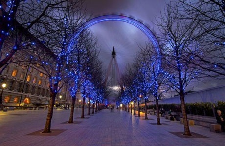 Những cô gái Việt Nam châm đèn “thắp sáng thế giới” - 9 Con mắt London (London Eye) hay còn gọi là vòng quay thiên niên kỷ đẹp mờ ảo trong ánh sáng xanh