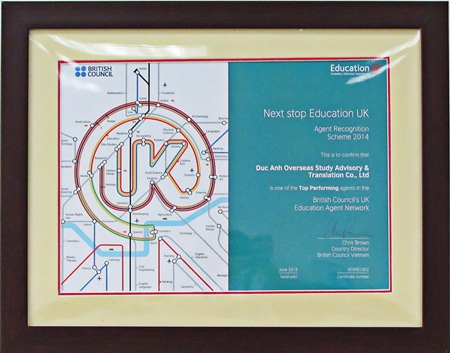 Du học Anh quốc cùng công ty tư vấn du học “TOP”: Chuyên nghiệp - hiệu quả - 2 Chứng nhận “Top Performing Agent”