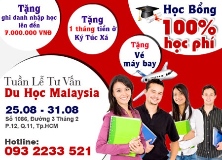 Tuần lễ tư vấn du học Malaysia xét học bổng lên đến 100% học phí - 3 Ưu đãi từ Du học Hằng Lương