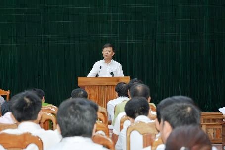 Ông Nguyễn Hữu Hoài, Chủ tịch UBND tỉnh Quảng Bình phát biểu chỉ đạo tại buổi làm việc